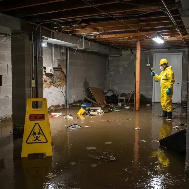 Flooded Basement Electrical Hazard in Montgomery, WV Property